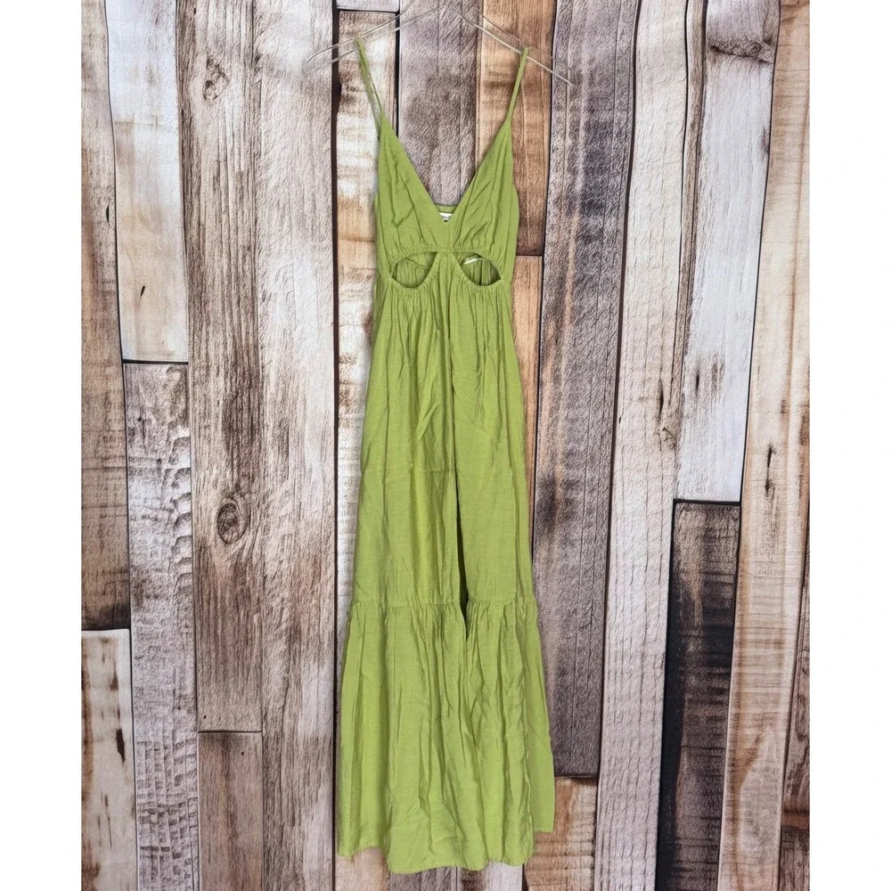 Abercrombie & Fitch Dress Cutout Maxi Green Boho Coastal Resort Beach Summer XS